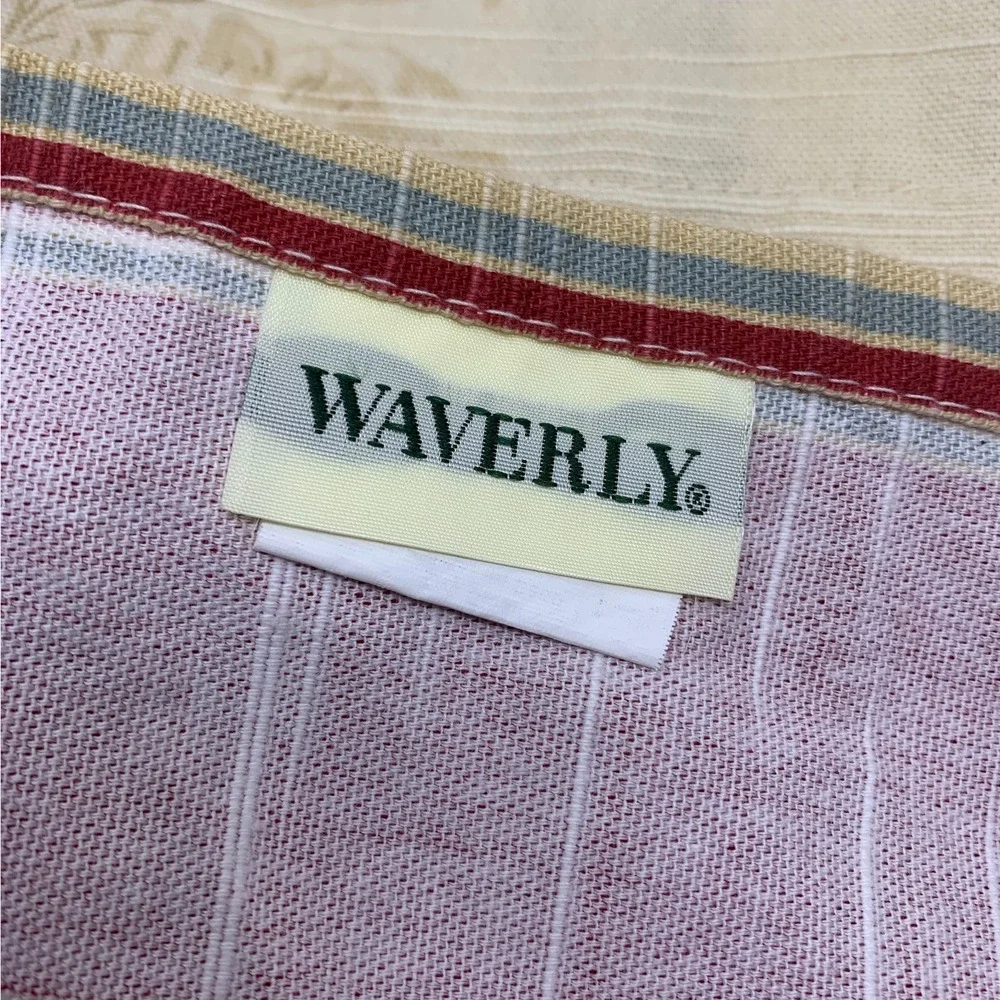 Vintage 1990's Waverly Rose Ballad Bouquet Multi Floral Stripe Valance 16” X 78
